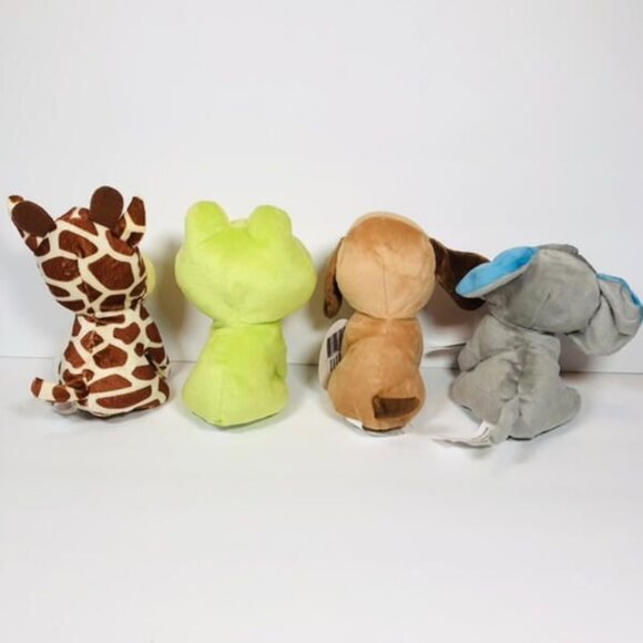 New Lot of 4 Fuzzy Friends Plush Stuffed Animal Toy Elephant Frog Dog Giraffe - Picture 2 of 8